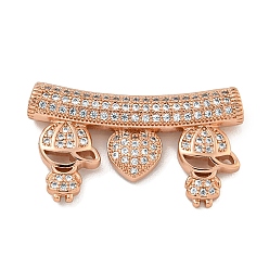 Roségold Messing Micro Pave klare Zirkonia Perlen, Rohr Perlen, Junge, Roségold, 29x17x5 mm, Bohrung: 2.5 mm