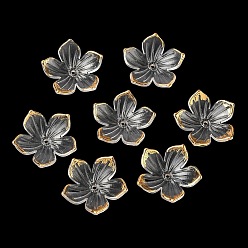 Белый Непрозрачные акриловые колпачки шарик, цветок, с золотым краем, белые, 22.5~23x23.5~24x5 мм, отверстие : 1.4 мм, Около 1020 шт / 500 г