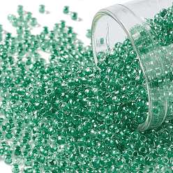 (343) Crystal Lined Jade Тохо 11/0 круглые бусины, японский бисер, (343) нефрит с хрустальной подкладкой, 11/0, 2.2 мм, отверстие : 0.8 мм, Около 1110 шт / 10 г