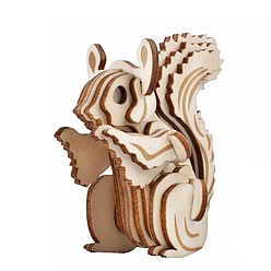 Squirrel DIY Wooden Assembly Animal Toys Kits for Boys and Girls, 3D Puzzle Model for Kids, Children Intelligence Toys, Squirrel Pattern, 70x45x73mm