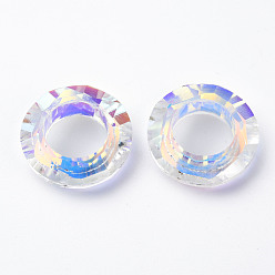 Clear AB Electroplated Glass Linking Rings, Crystal Cosmic Ring, Prism Ring, Faceted, Round Ring, Clear AB, 20x5.5mm, Inner Diameter: 11mm, 15pcs/board, 4 boards/box
