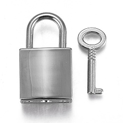 Platinum Rectangle Alloy Padlock Mini Lock with Key, for Jewelry Box Storage Box Diary Book, Platinum, 35.5x20.5x11mm, Hole: 10x12mm