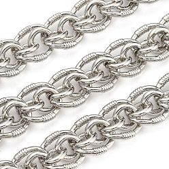 Real Platinum Plated Alloy Oval Link Chains, Mesh Chains, Unwelded, with Spool, Real Platinum Plated, 16.4x14.8x6.8mm, about 3.28 Feet(1m)/Roll