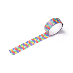 Tartan Rainbow Adhesive Paper Tape, Colorful Stripe Tape, for Card-Making, Scrapbooking, Diary, Planner, Envelope & Notebooks, Tartan Pattern, 15mm, about 3.28 Yards(3m)/Roll