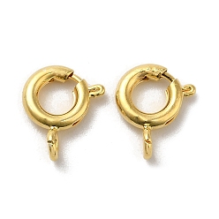 Real 18K Gold Plated Brass Spring Ring Clasps, Ring, Real 18K Gold Plated, 10x8x3mm, Hole: 1.6mm