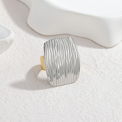 Rectangle 304 открытые кольца манжеты из нержавеющей стали, золотые и нержавеющая сталь цвет, прямоугольные, 18 мм