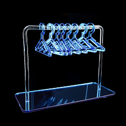 Blue Acrylic Earrings Display Stands, Clothes Hangers Shaped Dangle Earring Organizer Holder, with 8Pcs Mini Hangers, Blue, 6x15x12cm