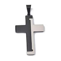 (52) Непрозрачная лаванда 304 подвески из нержавеющей стали, крест с диагональным подвесным элементом, разноцветные, 42x27.5x2.5 мм, отверстие : 7x4 мм