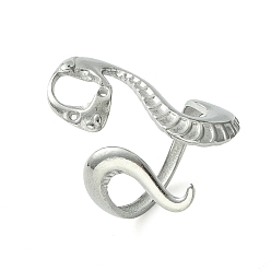 Stainless Steel Color 304 Stainless Steel Open Cuff Ring, Hollow Snake, Stainless Steel Color, US Size 7 1/4(17.5mm)