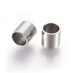 Stainless Steel Color 304 Stainless Steel Tube Beads, Large Hole Beads, Stainless Steel Color, 5x5mm, Hole: 4mm