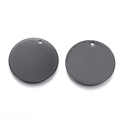 Electrophoresis Black 304 Stainless Steel Pendants, Stamping Blank Tag, Flat Round, Electrophoresis Black, 20x1mm, Hole: 1.4mm
