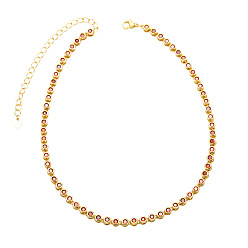 orange Hip-hop Style Copper Zircon Necklace for Women, Fashionable Lock Collar Chain