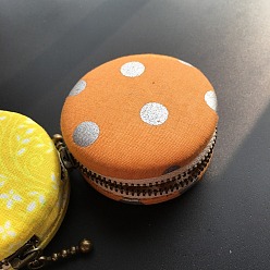 Orange DIY Macaron Coin Purse Kits, Including Aluminium Macaron Bag Button, Zipper, Cloth, Needle & Thread, Orange, Finish Product: 6.2cm
