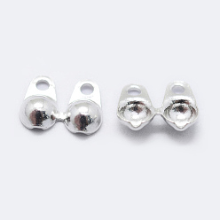 Silver 925 Sterling Silver Bead Tips Knot Covers, Silver, 7x5x1.2mm, Hole: 0.8mm, Inner Diameter: 2mm, about 130pcs/10g