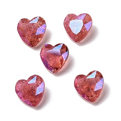 Гиацинт Стеклянные кабошоны со стразами в стиле лунного света, задние и задние, сердце, гиацинт, 10x10x5.5 мм