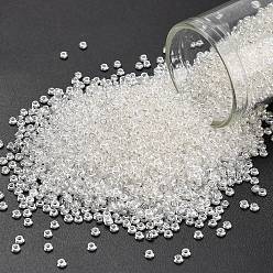 (981) Inside Color Crystal/Snow Lined Toho 11/0 полукруглые бусины, японский бисер, (981) внутри цветной кристалл / снежная подкладка, 11/0, 2.2x0.9 мм, отверстие : 0.8 мм, Около 8666 шт / 50 г