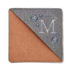 Letter M Embroidery Corner Bookmarks, Personalized Hand Embroidered Bookmark, Flower Felt Triangle Corner Page Marker, for Book Reading Lovers Teachers, Square, Letter.M, 95x95mm
