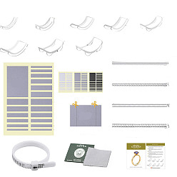 Clear EVA Plastic Ring Size Adjustment Stickers Set, with Spiral Cord, Finger Size Gauge, Silver Polishing Cloth, Rectangle, Clear, Sticker: 3~45.5x32mm, 3 colors, 19pcs/color, 57pcs/set