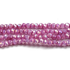 Misty Rose Opaque Baking Painted Glass Beads Strands, AB Color, Faceted, Round, Misty Rose, 2.5x2mm, Hole: 0.7mm, about 156~158pcs/strand, 12.20~12.44 inch(31~31.6cm)
