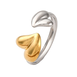 Золотой & Цвет Нержавеющей Стали 304 двухцветные манжетные кольца из нержавеющей стали, ионное покрытие (ip), золотые и нержавеющая сталь цвет, 11 мм