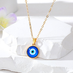 Blue Stylish Devil Eye Necklace with Cat's Eye Stone and Colorful Alloy Patches