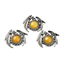 Topaz Jade Natural Topaz Jade Pendants, Dragon Charms, with Rack Plating Antique Silver Tone Alloy Findings, Cadmium Free & Lead Free, 40x48x12mm, Hole: 9x6mm