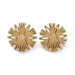 Настоящее золото 14K Ионное покрытие (ip) 304 серьги-гвоздики с цветком из нержавеющей стали, полированный, реальный 14 k позолоченный, 19.5 мм