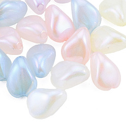 Couleur Mélangete Perles acryliques placage irisé arc-en-ciel, perles de paillettes, larme, couleur mixte, 20x15x12mm, Trou: 3mm