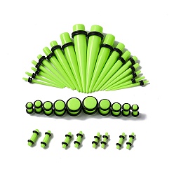 Green Yellow 36Pcs 18 Style Ear Plugs Gauges Stretching Kit, Including Acrylic Tapers & Plugs & Tunnels, Cone Shape Earrings Piercing Jewelry for Men Women, Green Yellow, 12.5~57.5x1.8~10mm, 2Pcs/style