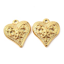 Golden PVD Vacuum Plating 304 Stainless Steel Pendants, Heart Charm, Golden, 16.5x15x3mm, Hole: 1.2mm
