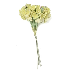 Green Yellow Cloth & Paper & Iron Artificial Mini Flower Bouquet for DIY Crafts, Floral Arrangements, Green Yellow, 55~67x35~40mm
