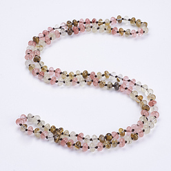 Watermelon Stone Glass Natural Watermelon Skin Beaded Multi-use Necklaces/Wrap Bracelets, Three-Four Loops Bracelets, Abacus, 37.4 inch(95cm)