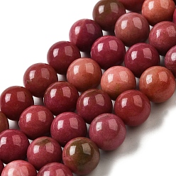Индийский Красный Окрашенные натуральные малайзийские нефритовые бусинки, круглые, Индийская красная, 10 мм, отверстие : 1.2 мм, около 19 шт / нитка, 7.09 дюйм (18 см)