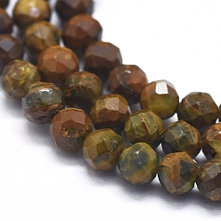 Pietersite Natural Pietersite Beads  Strands, Gradient Style, Round, Faceted, 4mm, Hole: 0.5mm, about 112pcs/strand, 15.35 inch(39cm)