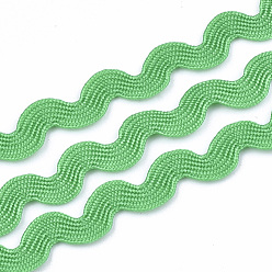 Green Polypropylene Fiber Ribbons, Wave Shape, Green, 7~8mm, 15yard/bundle, 6bundles/bag