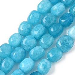 Голубой Окрашенные натуральные малайзийские нефритовые бусинки, овальные, голубой, 8.5~11x7~8.5x7~8.5 мм, отверстие : 1 мм, около 18 шт / нитка, 7.28~7.48 дюйм (18.5~19 см)