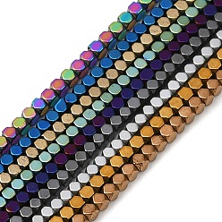 (52) Непрозрачная лаванда Гальванизировать немагнитных синтетический гематит бисер пряди, граненый куб, сгладить, разноцветные, 2x2x2 мм, отверстие : 1 мм, около 200 шт / нитка, 16 дюйм