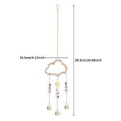 Розовый Кварц Облако из сплава с натуральной крошкой розового кварца, подвесные подвесные украшения из бисера, ловцы солнца из стеклянных бусин для праздничного окна, украшения для настенных дисплеев, 505x105 мм