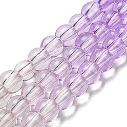 Lilac Dyed & Heated Synthetic Quartz Beads Strands, Gradient Color Round Beads, Lilac, 6mm, Hole: 1.8mm, about 76pcs/strand, 15.75''(40cm)