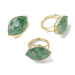 Зеленый Кварц Кольца-манжеты из натурального зеленого кварца с конским глазом, латунные регулируемые кольца для женщин, золотые, 28x19.5 мм, размер США 9 3/4 (19.5 мм)
