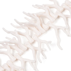 (404) Непрозрачное AB Кислое яблоко Нити бусин из непрозрачного акрила, имитирующие кораллы, самородки, цветочный белый, 46~48x34~35x7~8 мм, отверстие : 1.4 мм, около 50 шт / нитка, 18.50'' (47 см)