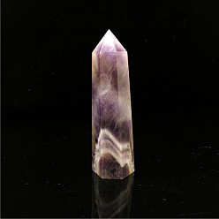 Amethyst Point Tower Natural Amethyst Home Display Decoration, Healing Stone Wands, for Reiki Chakra Meditation Therapy Decos, Hexagon Prism, 40~50mm