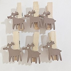 Deer Wooden Clothes Pins, Christmas Theme, for Hanging Note, Photo, Clothes, Office School Supplies, Deer Pattern, 35x7mm