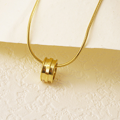 Настоящее золото 18K Стильное 304 ожерелье-колонна с подвеской из нержавеющей стали для ежедневного ношения у женщин, реальный 18 k позолоченный, 17.72 дюйм (45 см)