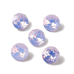 Cyclamen Opal Opal Style Eletroplate K9 Glass Rhinestone Cabochons, Pointed Back & Back Plated, Faceted, Flat Round, Cyclamen Opal, 10x5mm