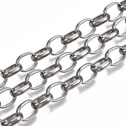 Gunmetal Iron Rolo Chains, Belcher Chains, Unwelded, with Spool, Gunmetal, 10x8x2.5mm, about 82.02 Feet(25m)/roll