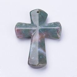 Indian Agate Natural Indian Agate Big Pendants, Faceted, Cross, 57x42x8mm, Hole: 1mm