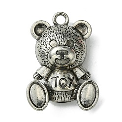 Antique Silver Tibetan Style Alloy Pendants, Bear, Antique Silver, 39.5x27x11.8mm