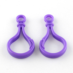Dark Violet Opaque Solid Color Bulb Shaped Plastic Push Gate Snap Keychain Clasp Findings, Dark Violet, 51x25x5.5mm, Hole: 6mm