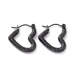 Черный Цвет Металла 304 серьги-кольца из нержавеющей стали для женщин, металлический черный , 20x18.5x3 мм, штифты : 0.8 мм